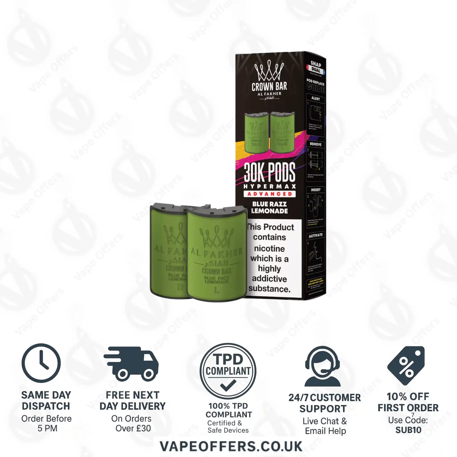 Al Fakher 30K Hypermax Vape Pod Blue Razz lemonade 