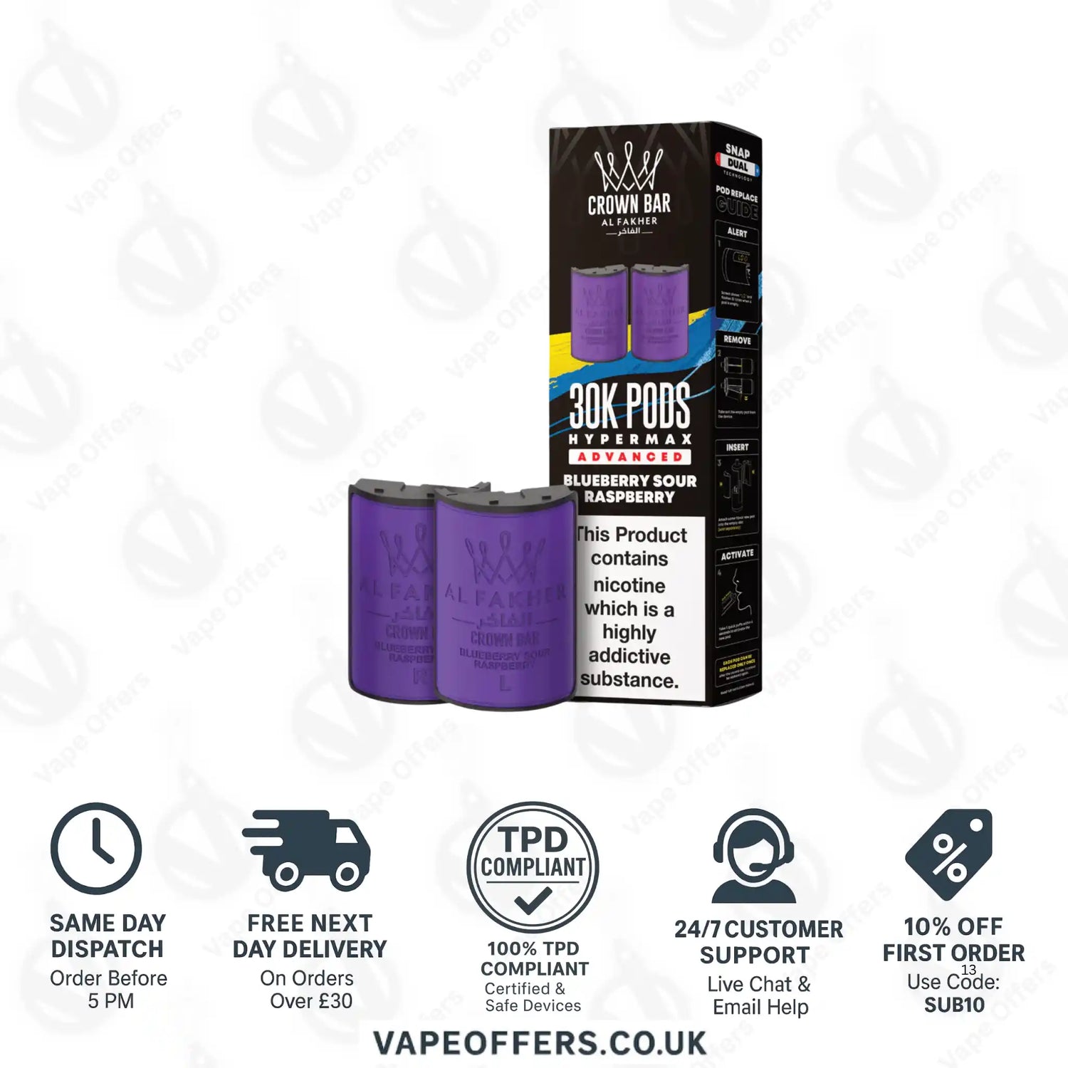 Al Fakher 30K Hypermax Vape Pod Blueberry Sour Raspberry 