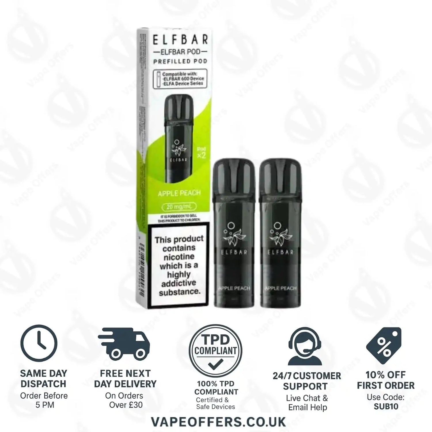 Apple Peach Elf Bar 600 Prefilled Pod  