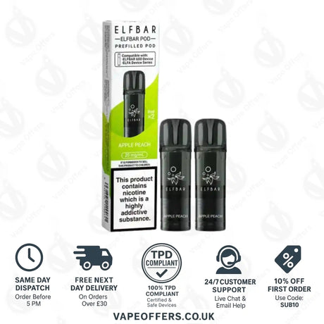 Apple Peach Elf Bar 600 Prefilled Pod 