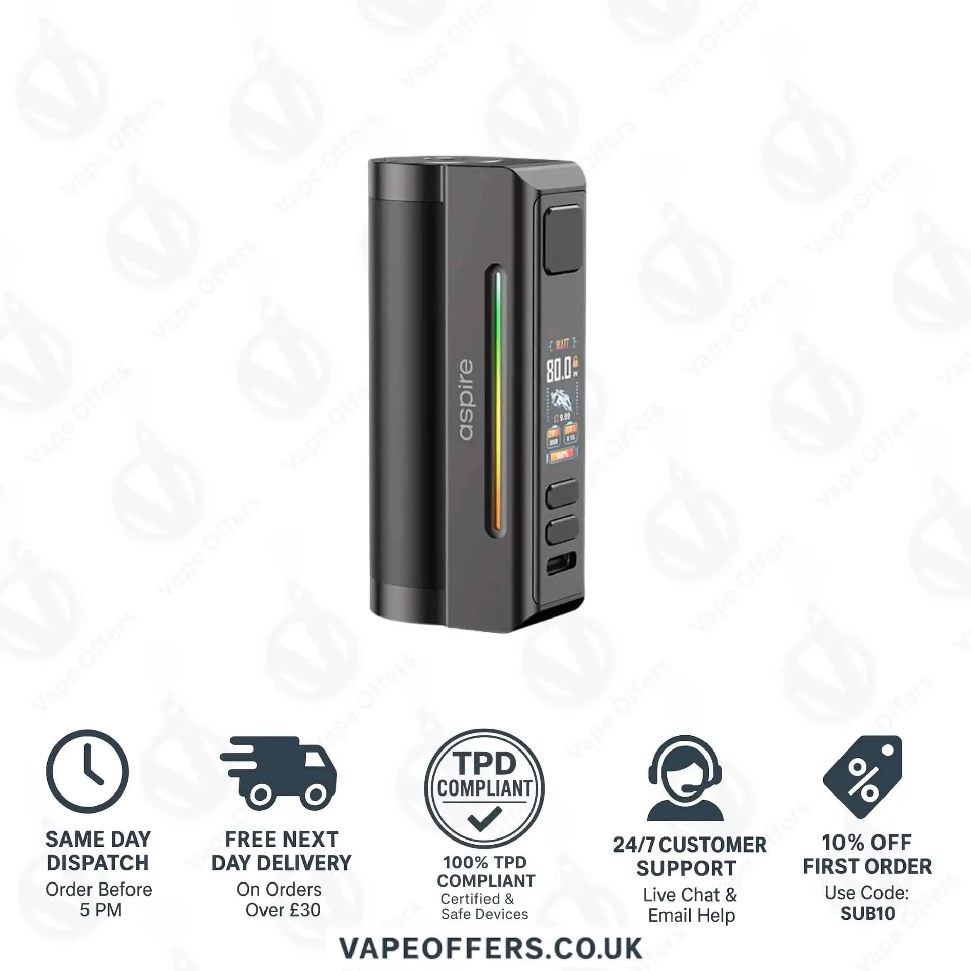 Aspire Metal Vape Mod Aspire Cyber G Slim Refillable Pod Vape Kit  EDGE  Vaping Aspire Pegasus 70W Temp Control Box Mod - Vapor Authority