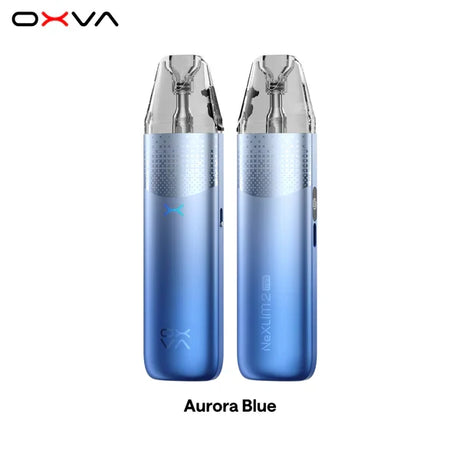 OXVA NeXLIM 2 Mini pod kit in aurora blue, front and back