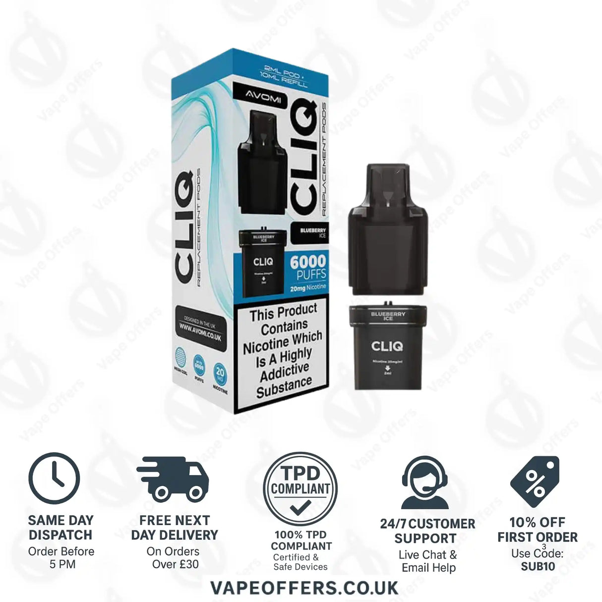 Avomi CLIQ Prefilled Pods + Refill Container Blueberry Ice