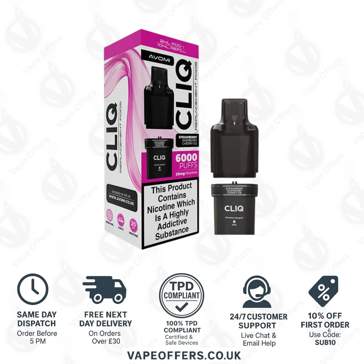 Avomi CLIQ Prefilled Pods + Refill Container Cherry Cola