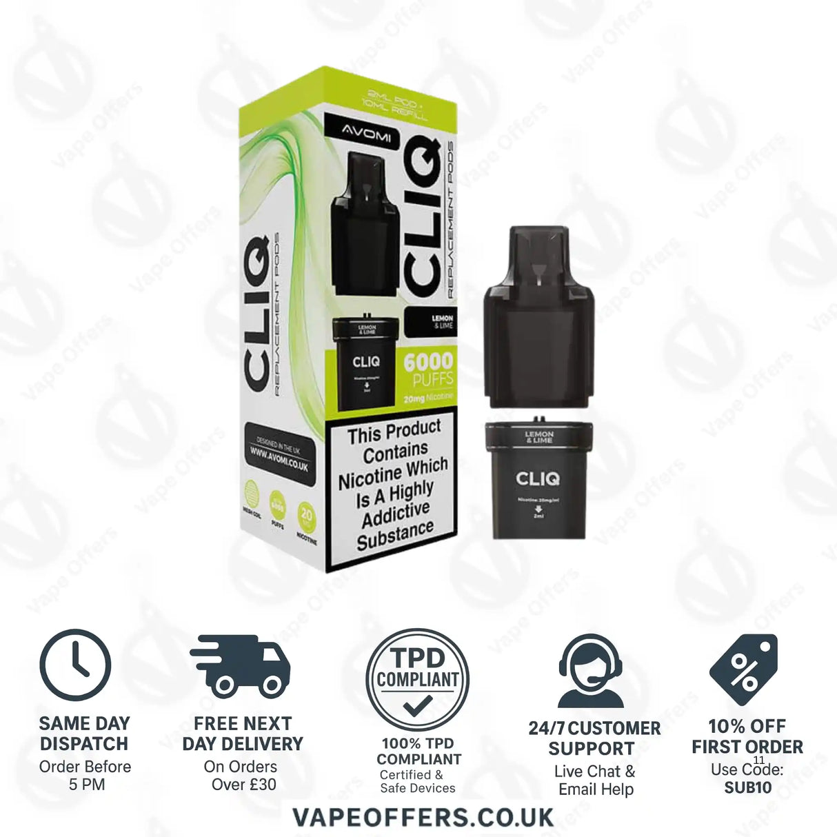 Avomi CLIQ Prefilled Pods + Refill Container Lemon & Lime