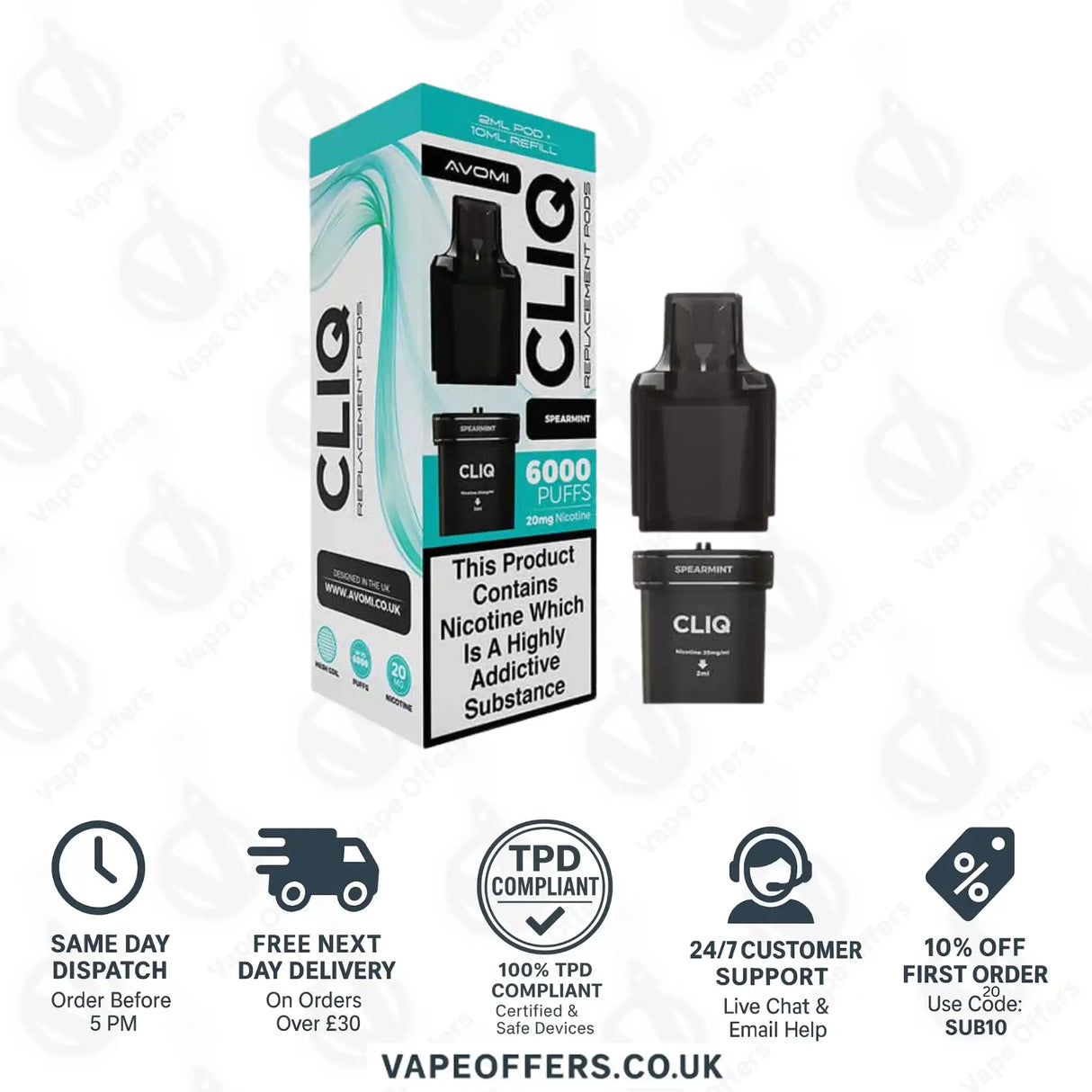 Avomi CLIQ Prefilled Pods + Refill Container Spearmint