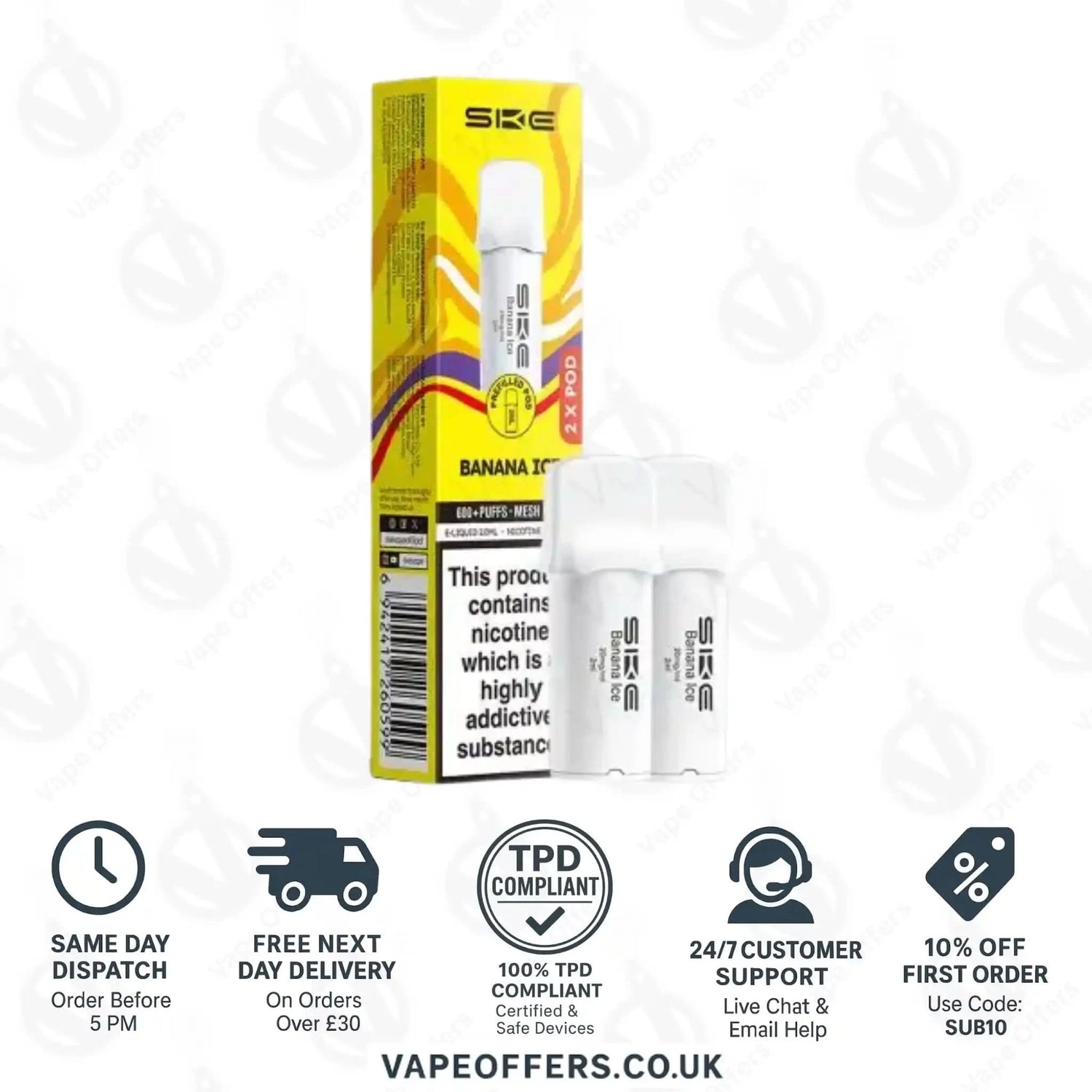 Banana Ice SKE Crystal Bar 600 Pro Prefilled Pods 