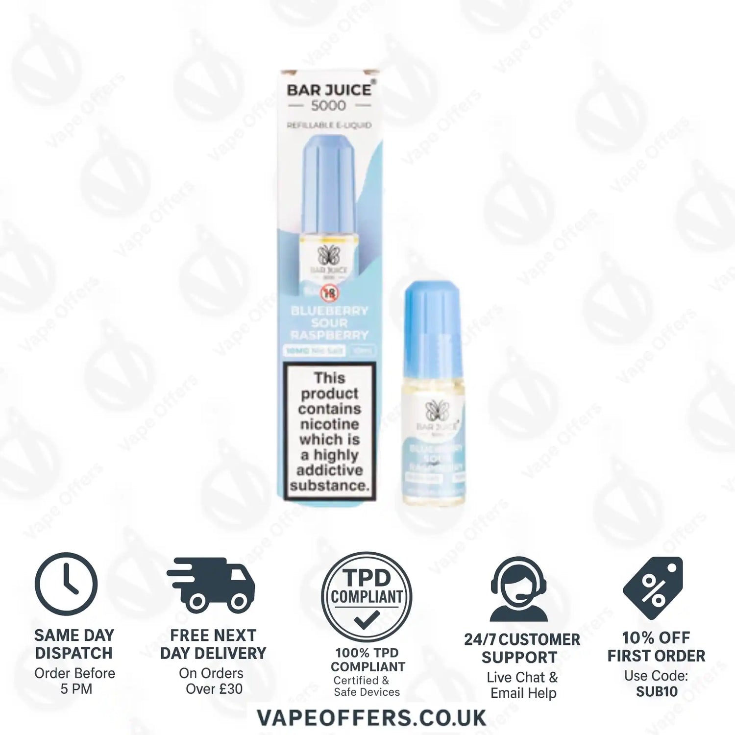 Bar Juice 5000 Blueberry Sour Raspberry Nic Salt 