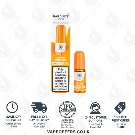 Bar Juice 5000 Cream Tobacco Nic Salt