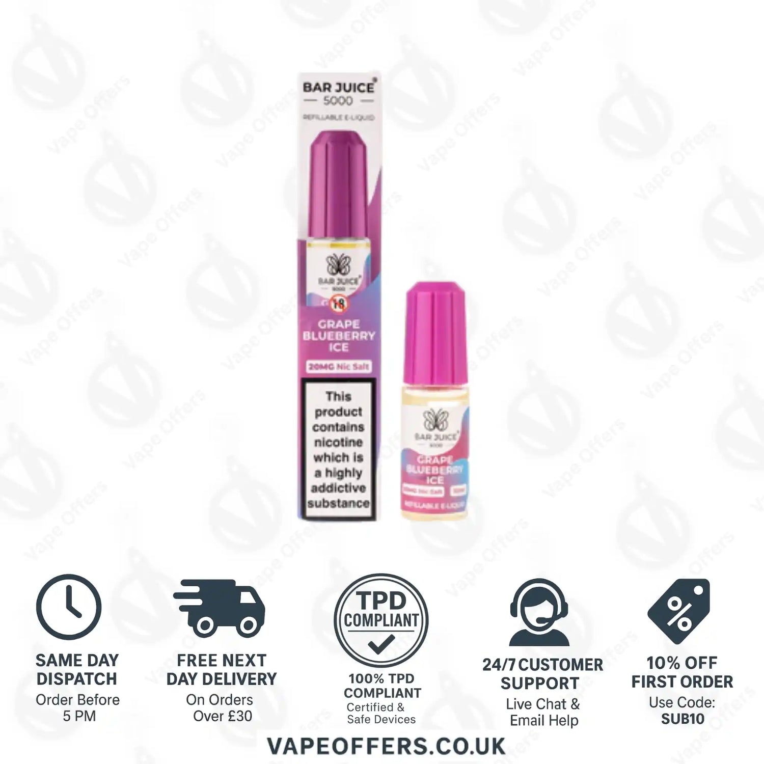 Bar Juice 5000 Grape Blueberry Ice Nic Salt 