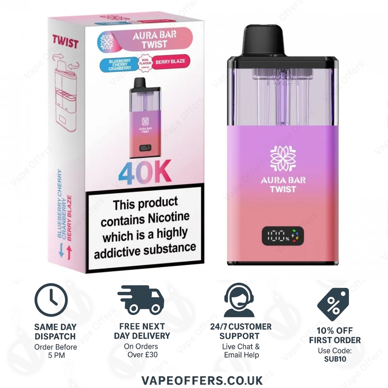 Berry Blaze & Blueberry Cherry Cranberry – Aura Bar Twist 40K 