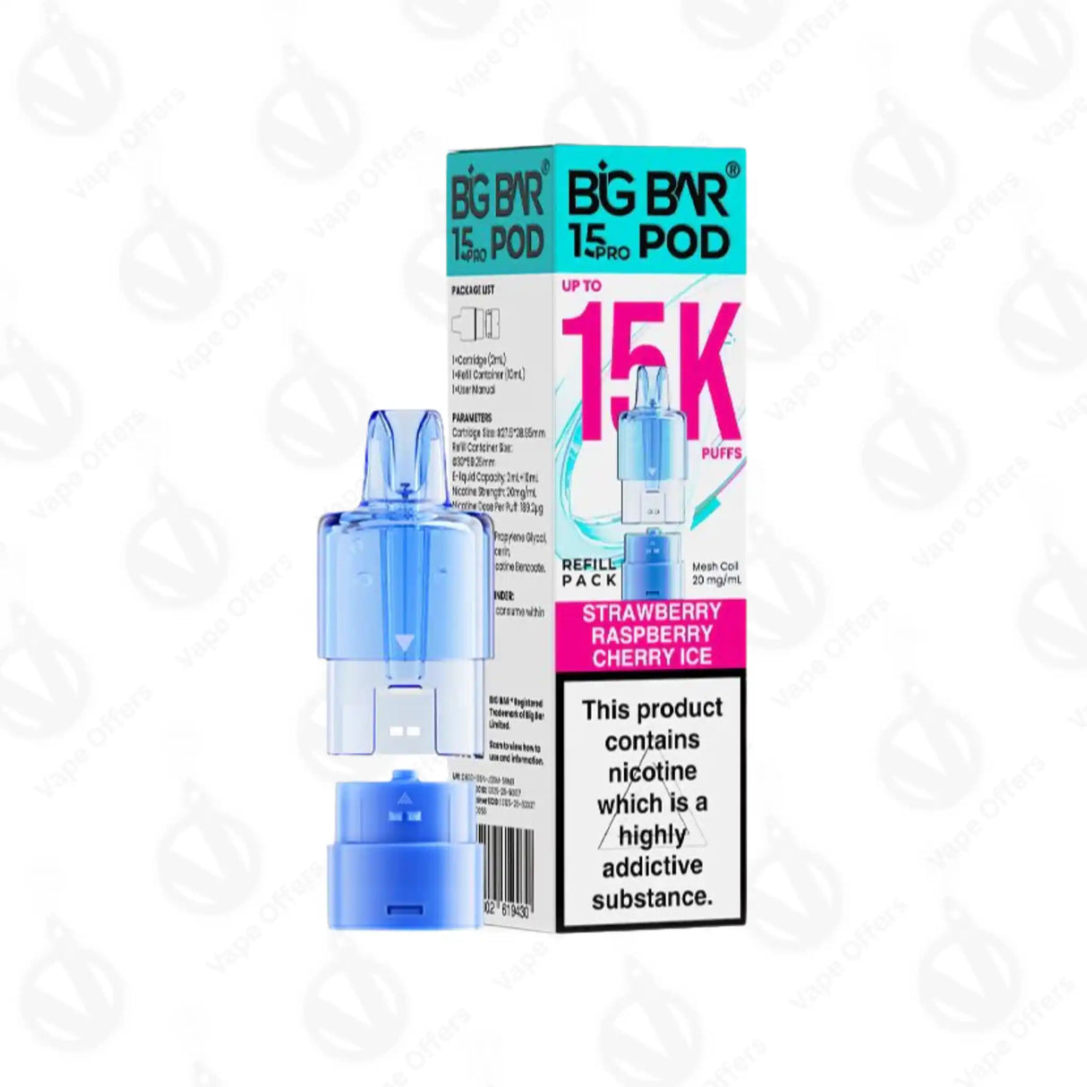Big Bar 15K Pro Strawberry Raspberry Cherry Ice Replacement Pod