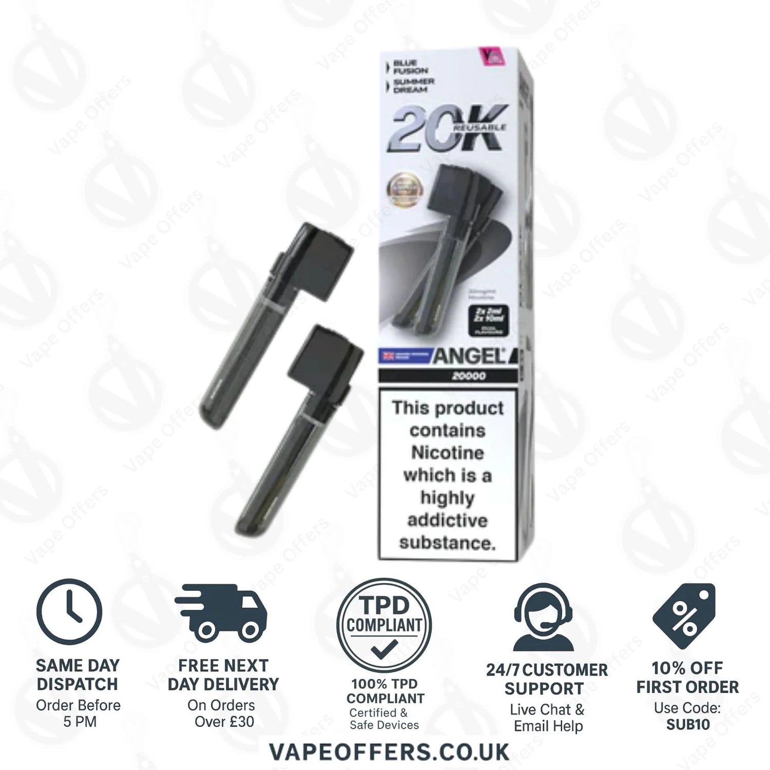 Black Edition Vapes Bars Angel 20k Prefilled Dual Pod 