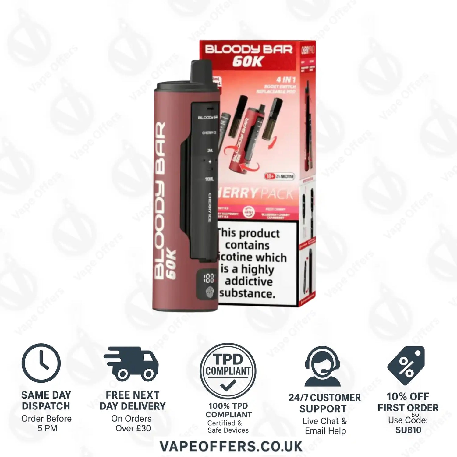Bloody Bar 60K 4 in 1 Vape Kit Cherry 