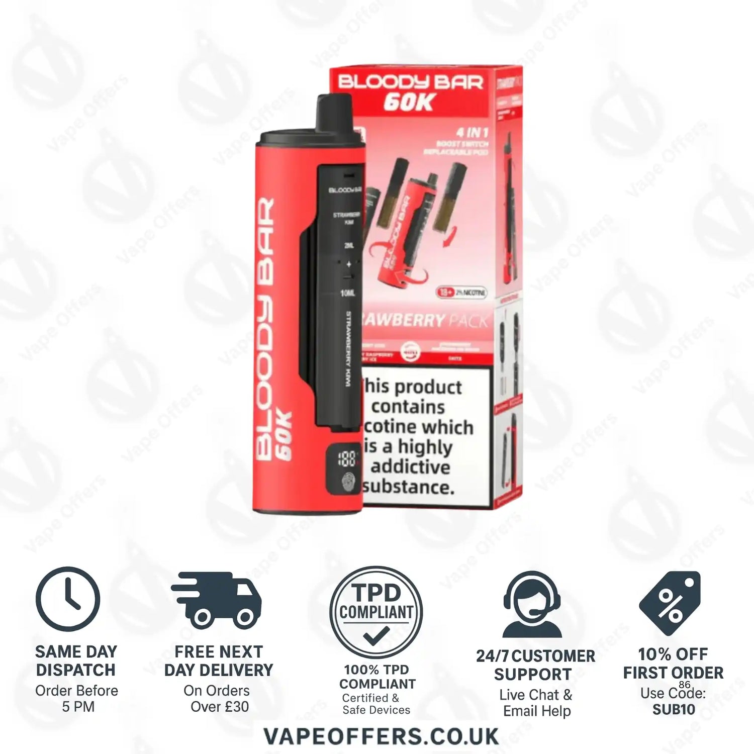 Bloody Bar 60K 4 in 1 Vape Kit Strawberry 