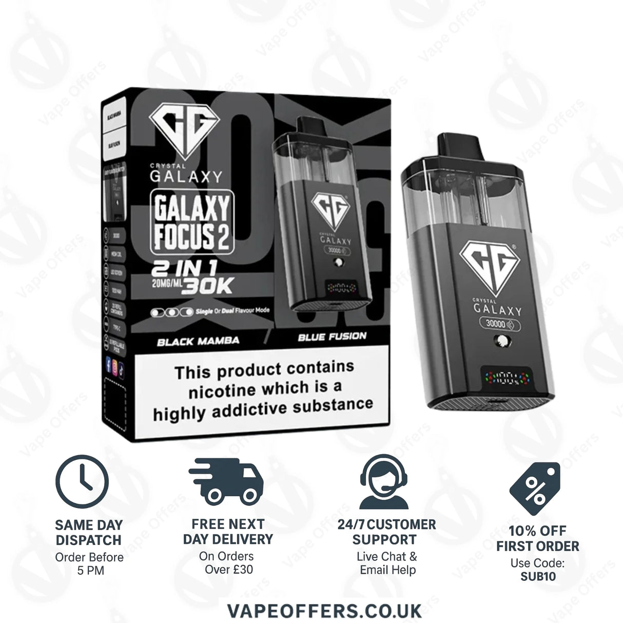 Crystal Galaxy Focus 2 30k Puffs Vape | 5 For £55