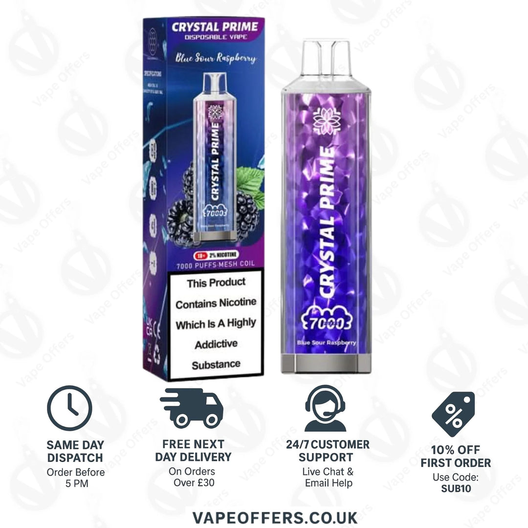 Blue Sour Raspberry Crystal Prime 7000 Vape