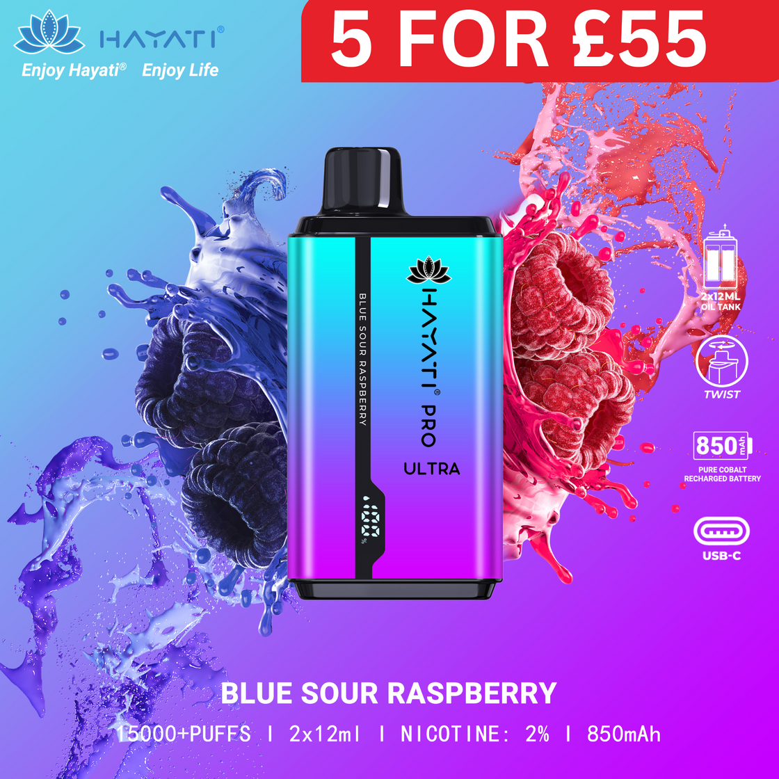 Blue Sour Raspberry - Hayati Pro Ultra 15000 Puffs Disposable Vape