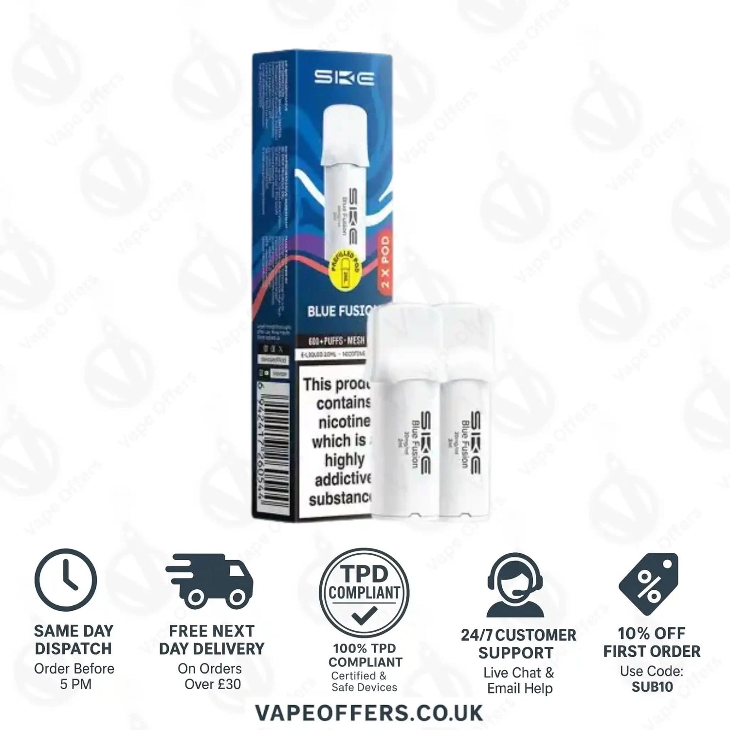 Blue Fusion SKE Crystal Bar 600 Pro Prefilled Pods 