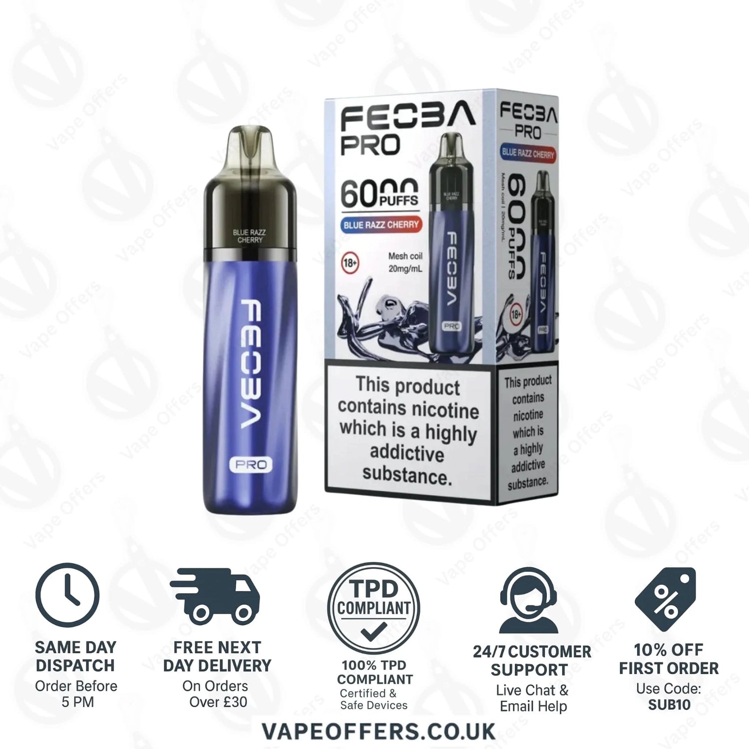 Blue Razz Cherry Feoba Pro 6000 Puffs Prefilled Pod Kit 