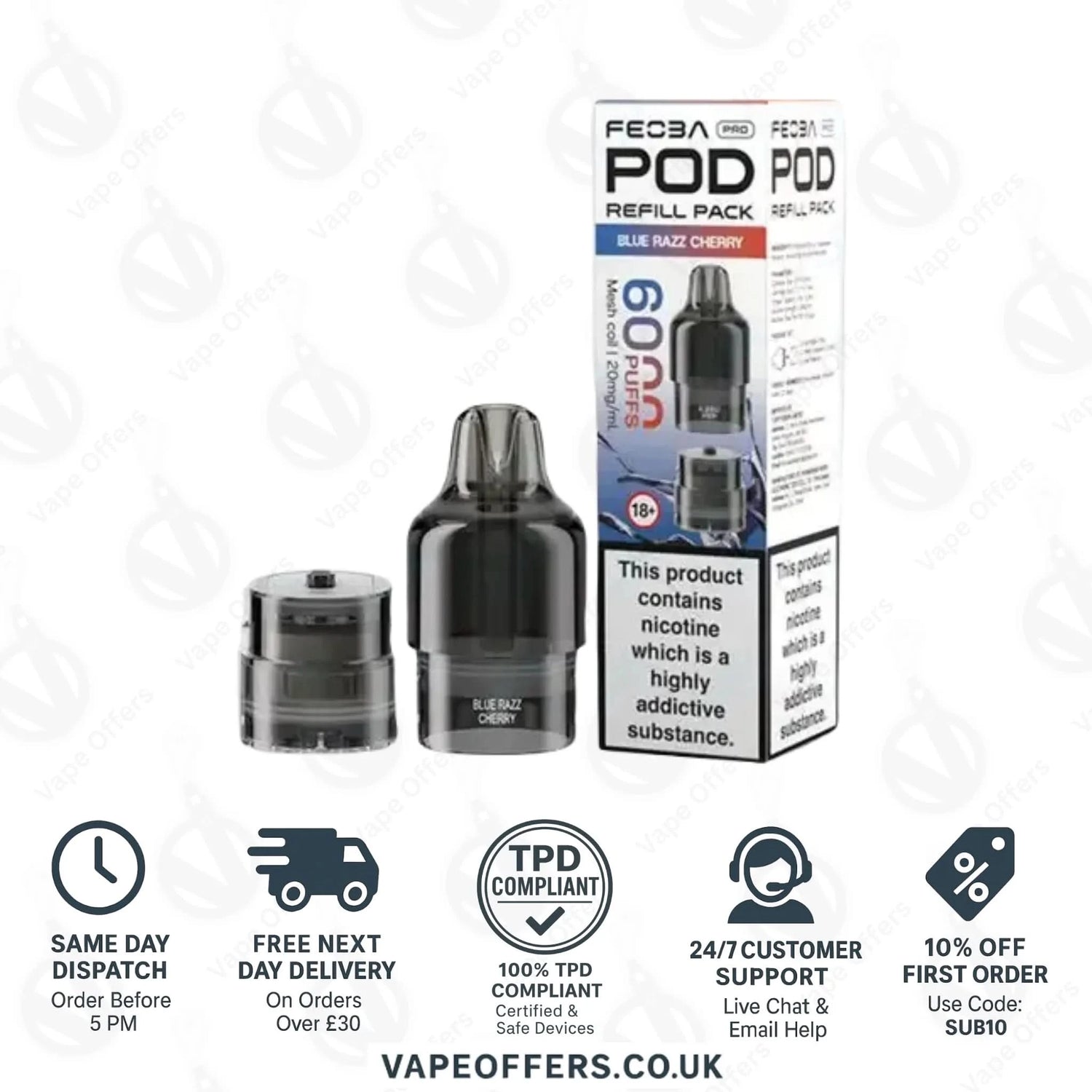 Blue Razz Cherry Feoba Pro 6000 Puffs Prefilled Pods 