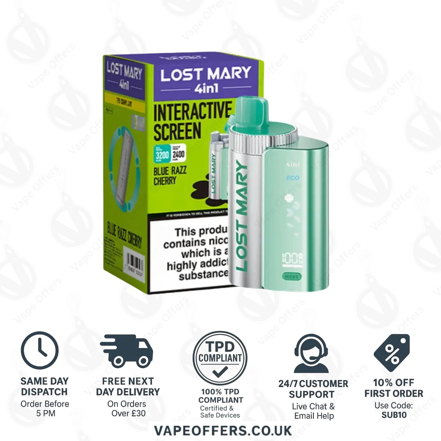 Blue Razz Cherry Lost Mary 4 in 1 Prefilled Pod Kit 
