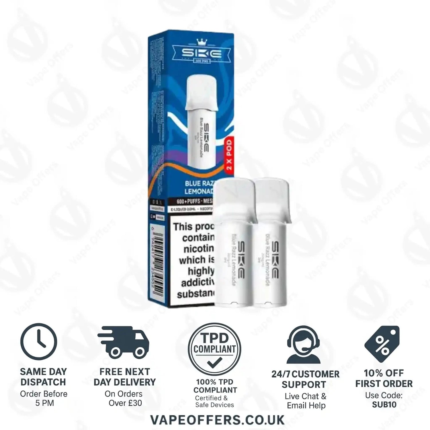 Blue Razz Lemonade SKE Crystal Bar 600 Pro Prefilled Pods 