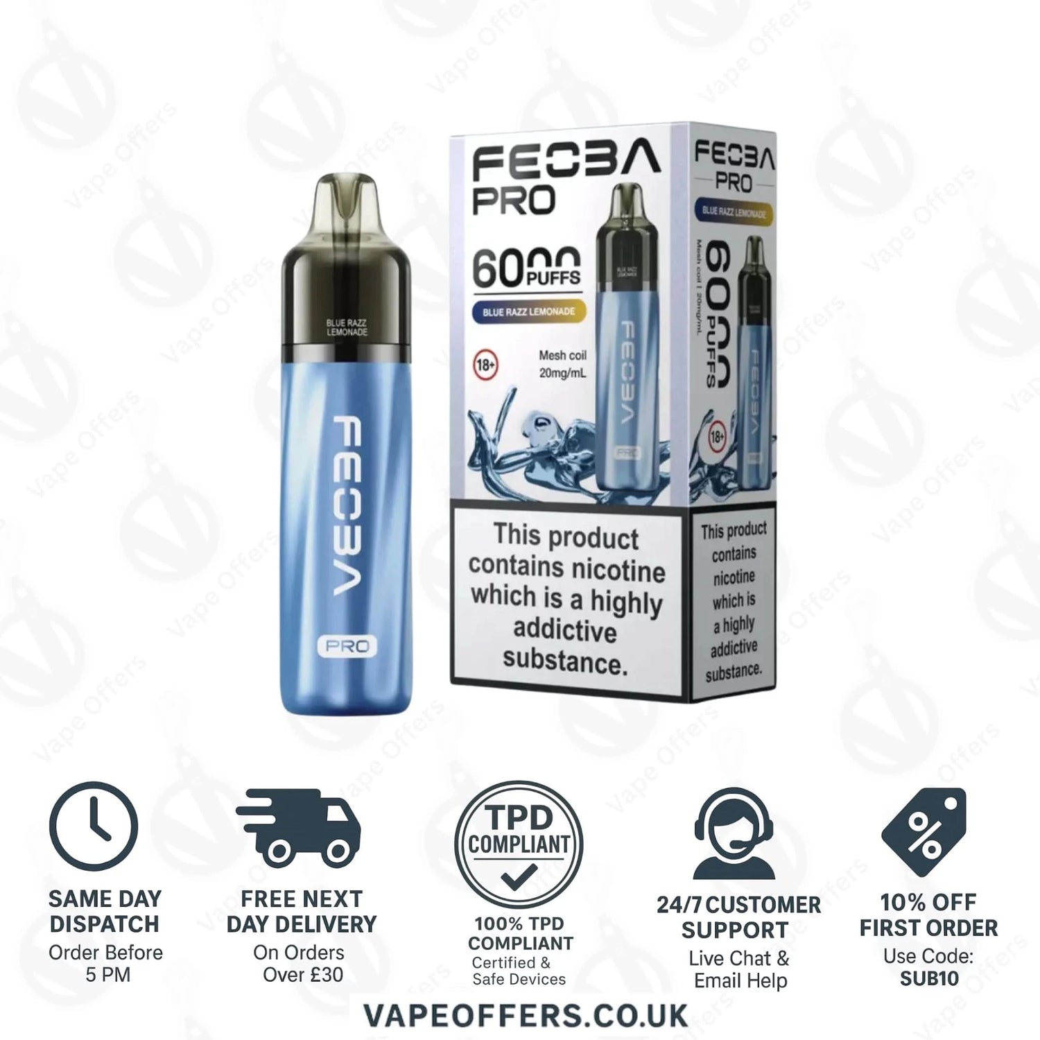 Blue Razz Lemonade Feoba Pro 6000 Puffs Prefilled Pod Kit 