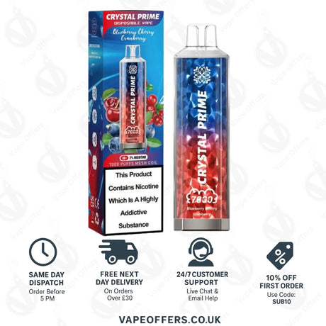 Blueberry Cherry Cranberry Crystal Prime 7000 Vape