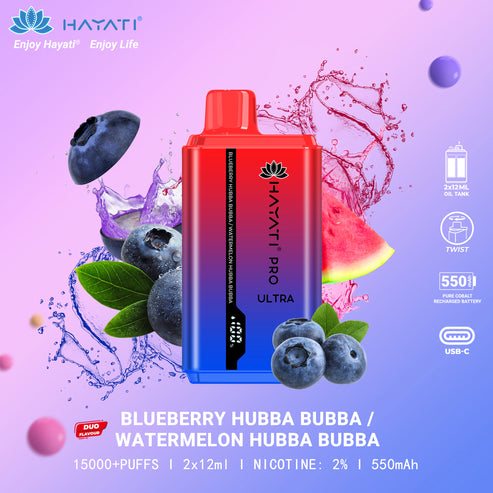 Blueberry Hubba Bubba & Watermelon Hubba Bubba Hayati Pro Ultra 15000