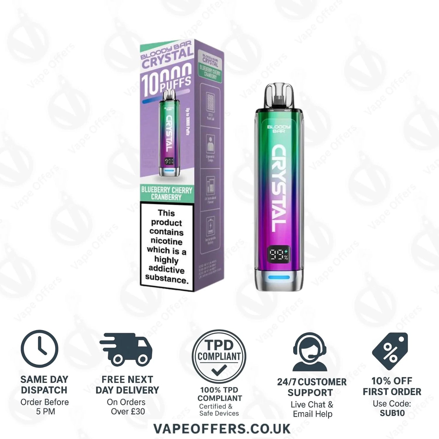 Blueberry Cherry Cranberry Bloody Bar Crystal 10K Prefilled Pod Kit 