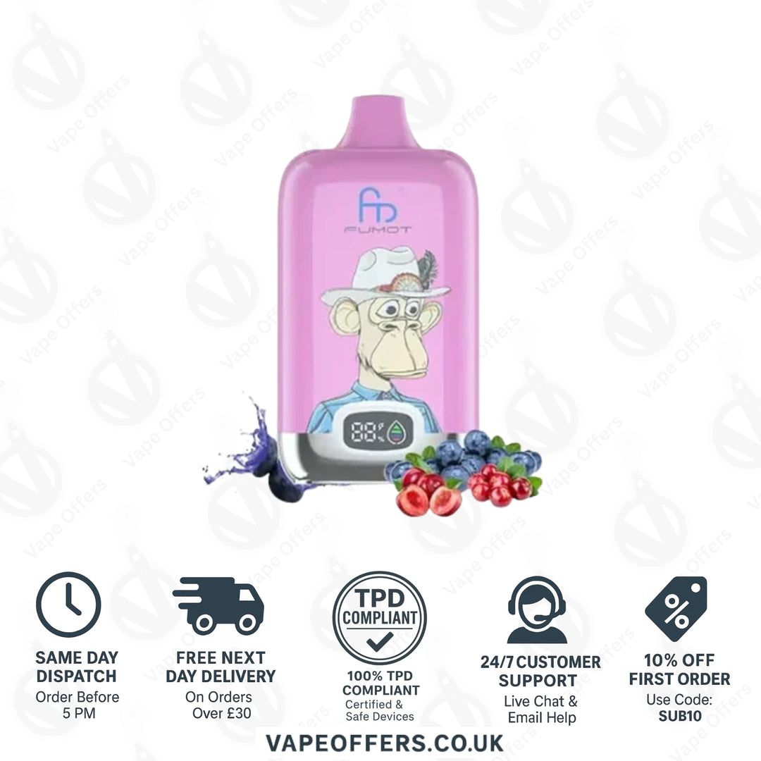 Blueberry Cherry Cranberry Fumot Digital Box 12000 Puffs Vape