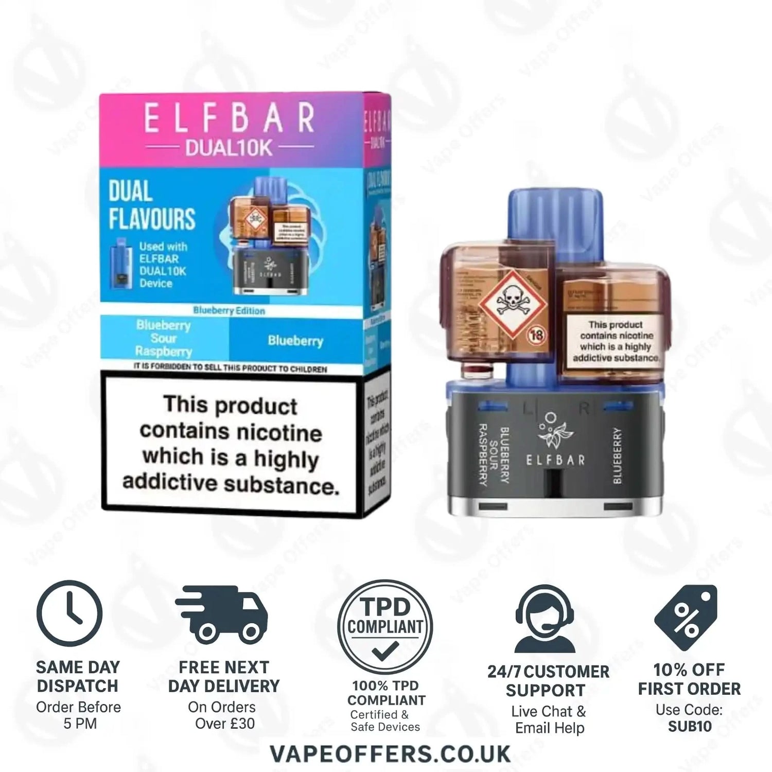 Elf Bar Dual 10K Prefilled Pod Blueberry Edition 