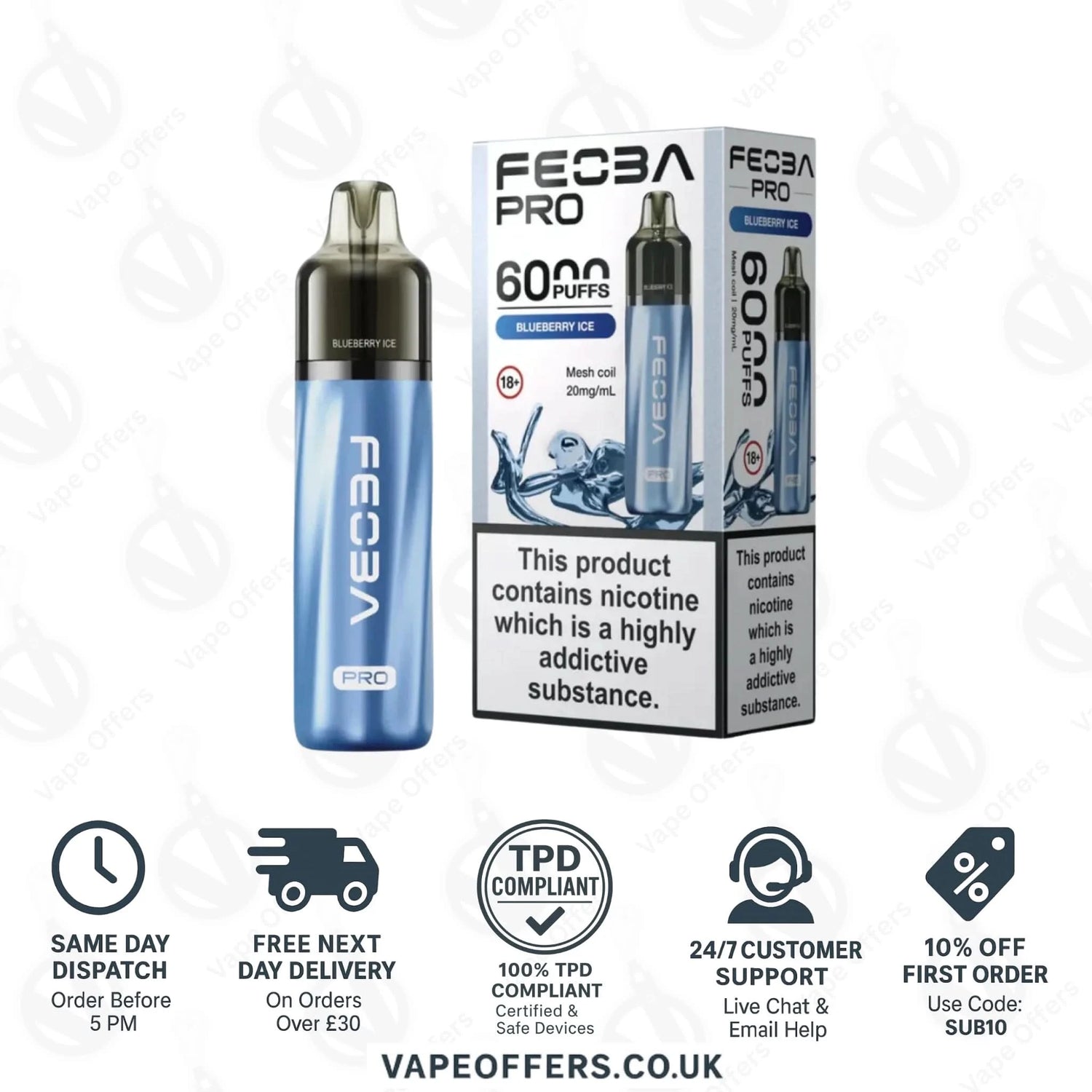 Blueberry Ice Feoba Pro 6000 Puffs Prefilled Pod Kit 