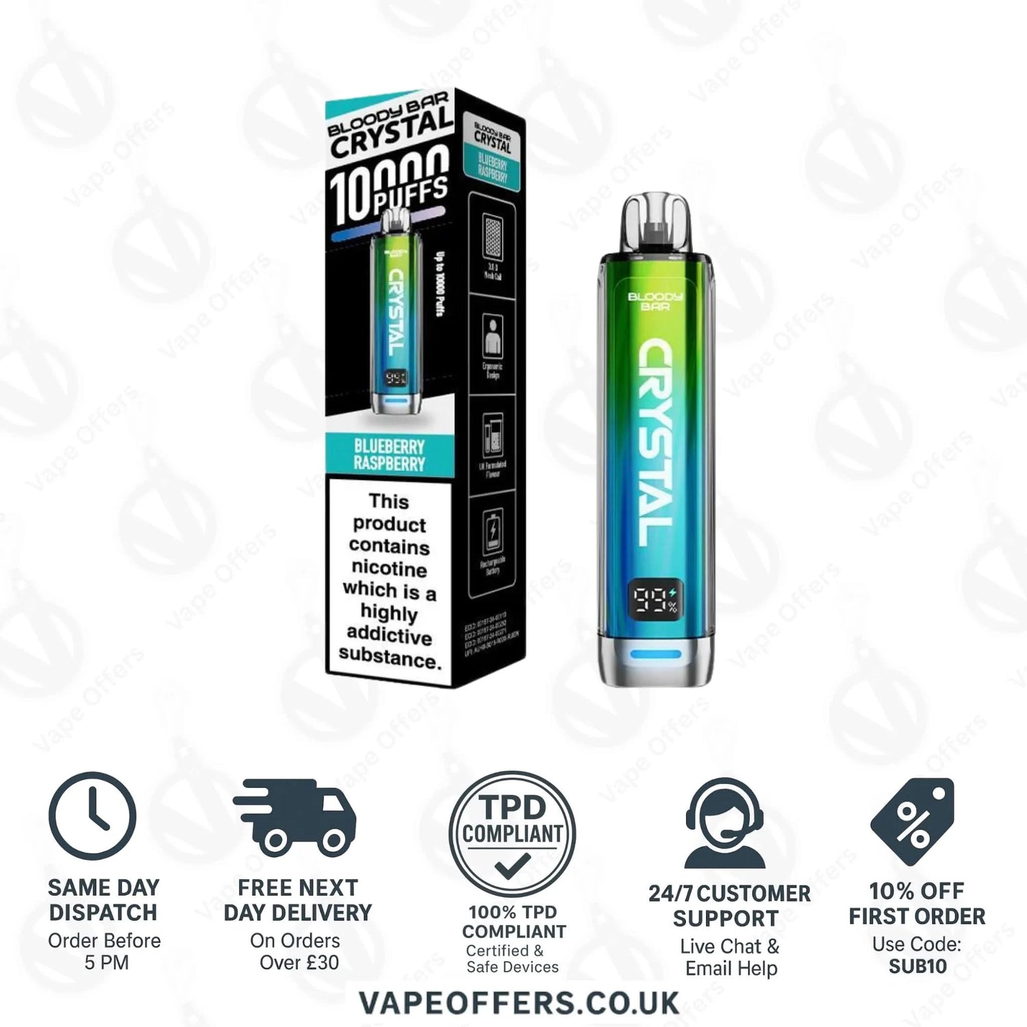 Blueberry Raspberry Bloody Bar Crystal 10K Prefilled Pod Kit 