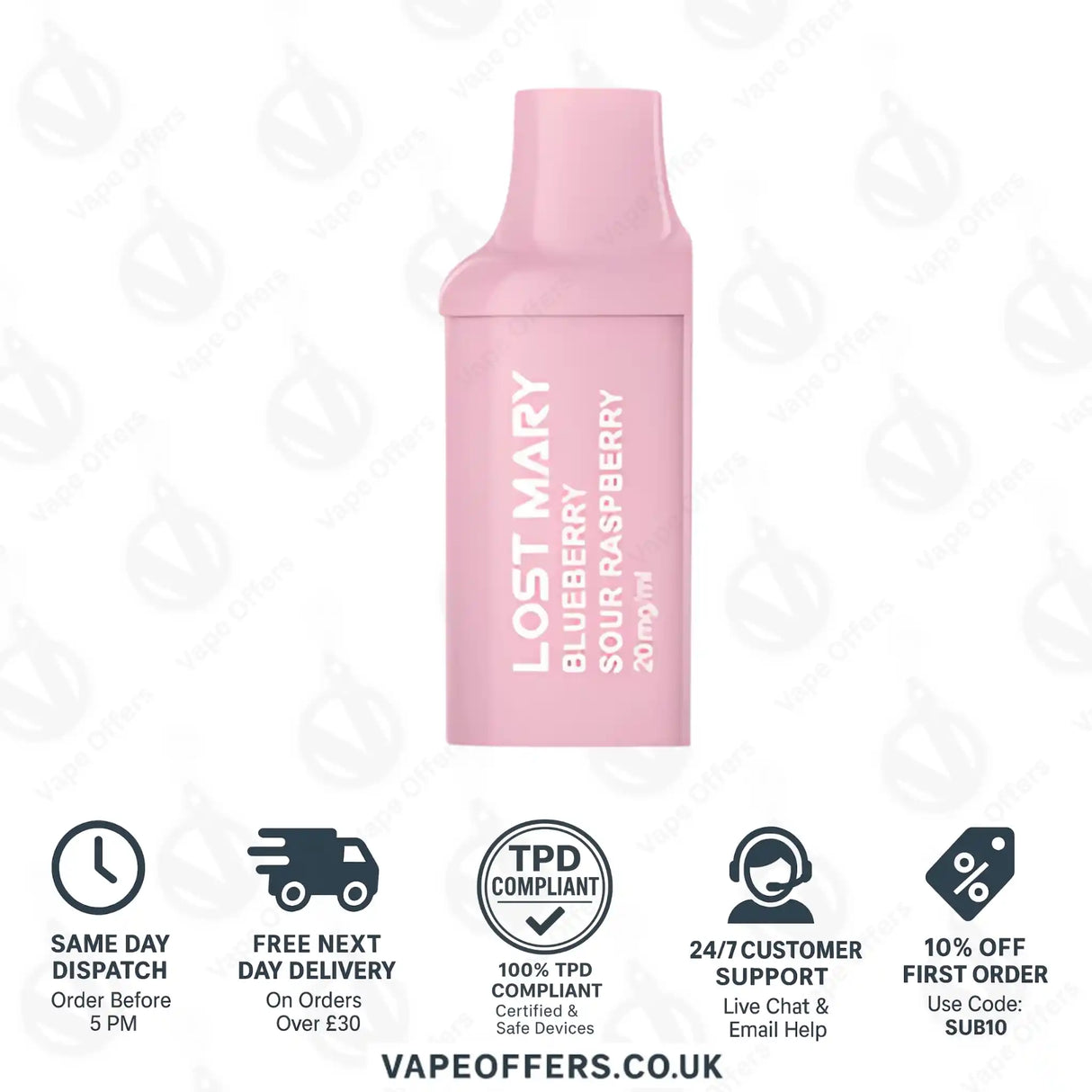 Blueberry Sour Raspberry Lost Mary BM600 Prefilled Pod