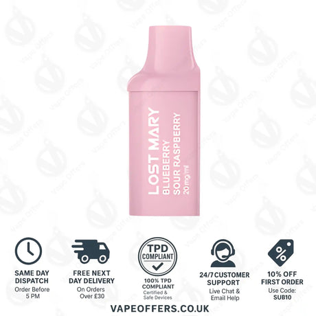 Blueberry Sour Raspberry Lost Mary BM600 Prefilled Pod
