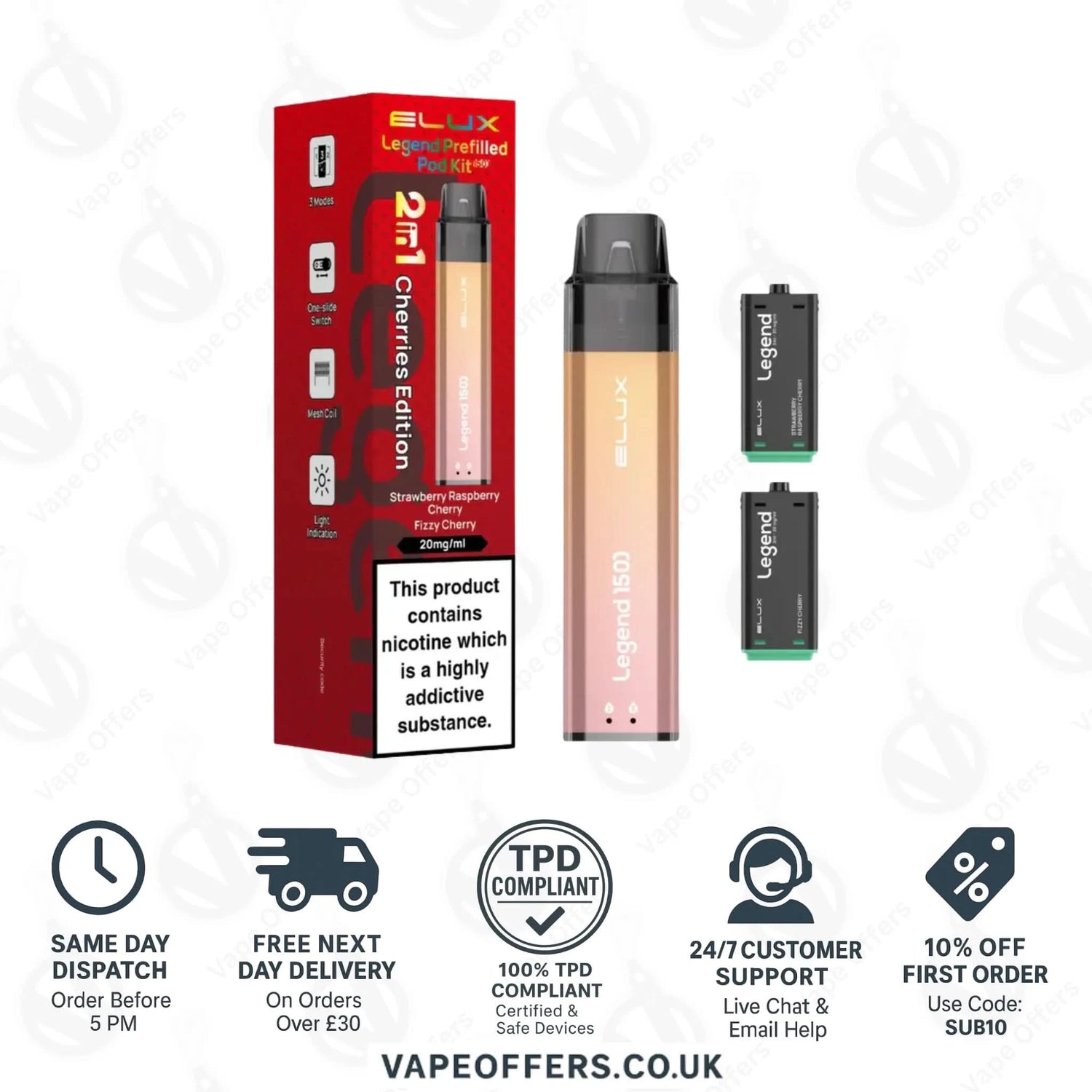 Cherries Edition Elux Legend 1500 2in1 Prefilled Pod Kit 