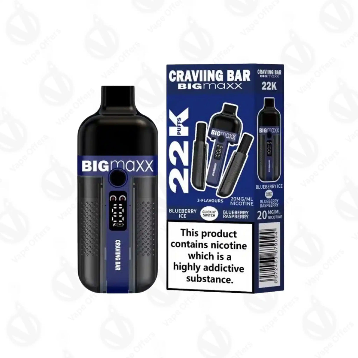 Craving Bar Big Maxx 22k Blueberry Ice and Blueberry Raspberry Prefilled Vape kit 