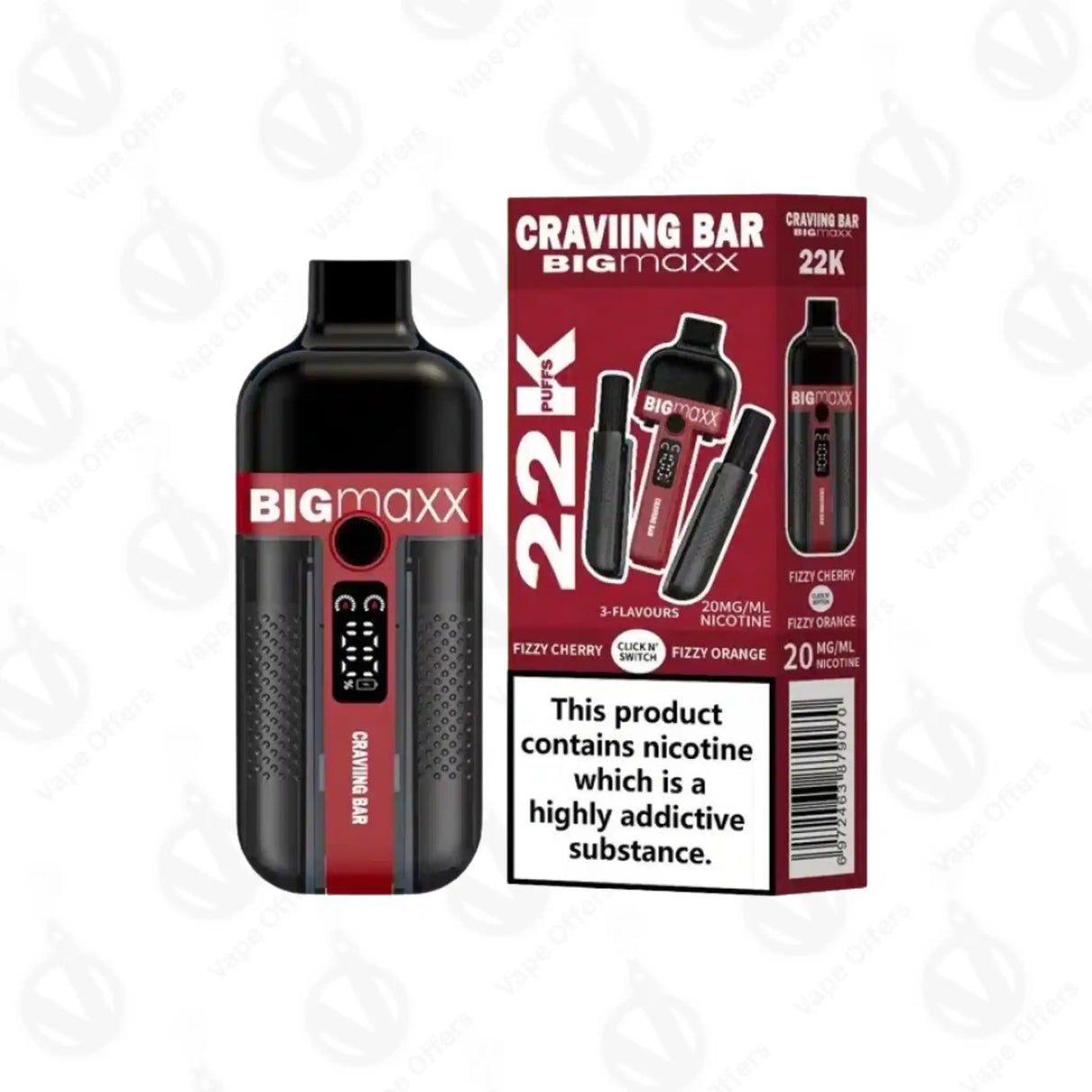 Craving Bar Big Maxx 22k Fizzy Cherry and Fizzy Orange Prefilled Vape kit 
