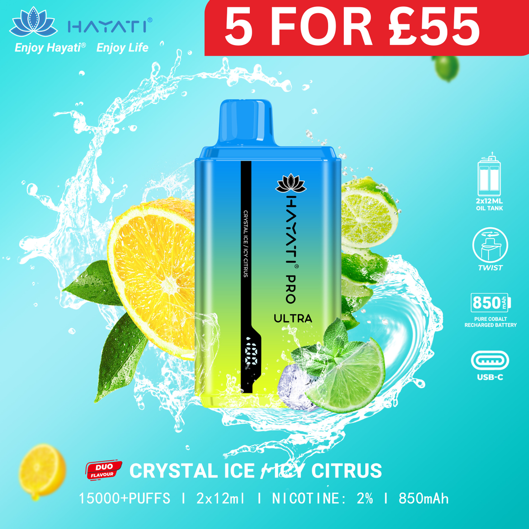 Crystal Ice / Icy Citrus - Hayati Pro Ultra 15000 Puffs Disposable Vape