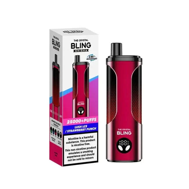 Crystal Bling shisha 25000 - ⁠Lush ice / Strawberry Punch 