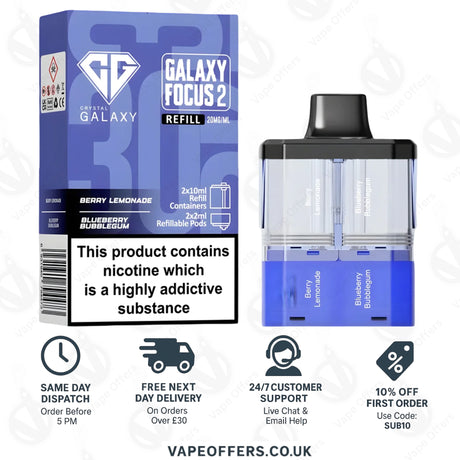 Crystal Galaxy Focus 2 30K – Berry Lemonade / Blueberry Bubblegum