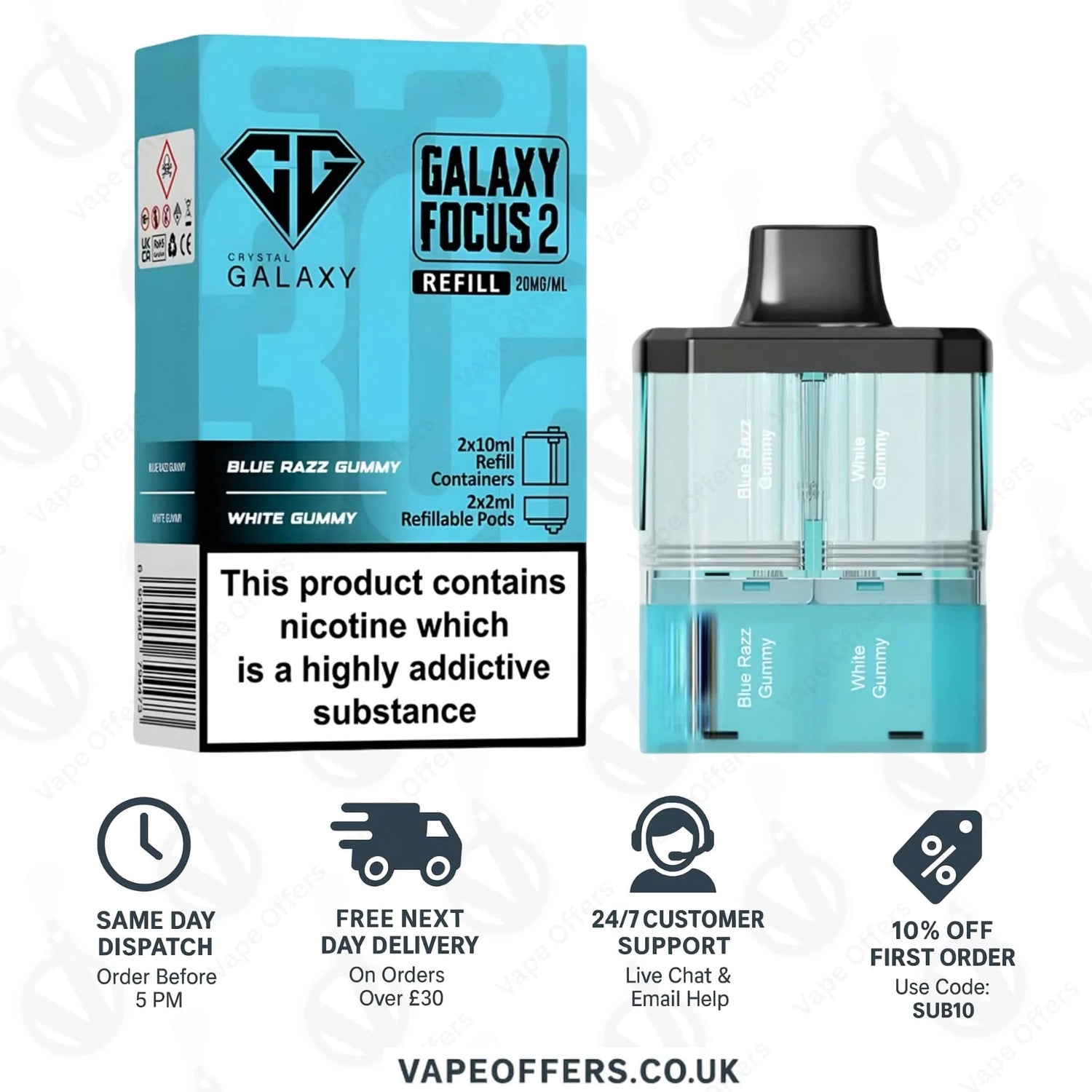 Crystal Galaxy Focus 2 30K – Blue Razz Gummy / White Gummy 