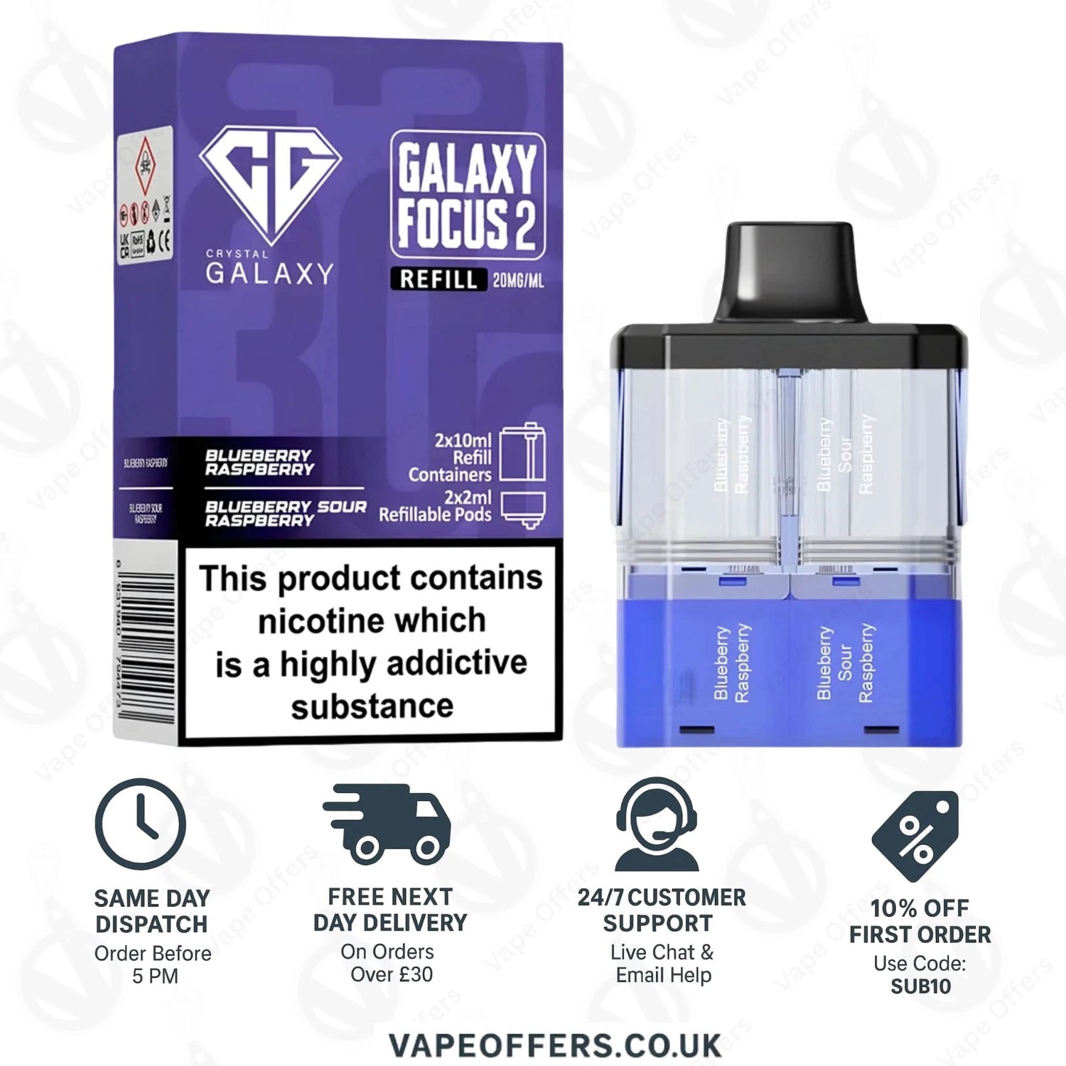 Crystal Galaxy Focus 2 30K – Blueberry Raspberry / Blue Sour Raspberry 