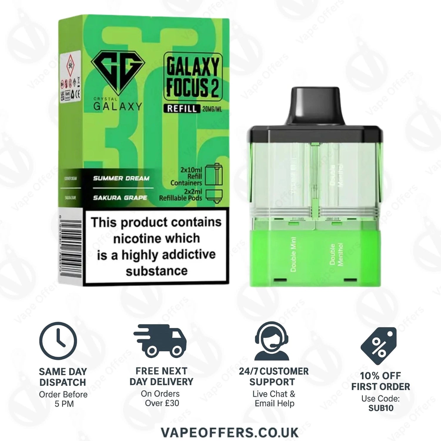 Crystal Galaxy Focus 2 30K – Double Mint / Double Menthol 