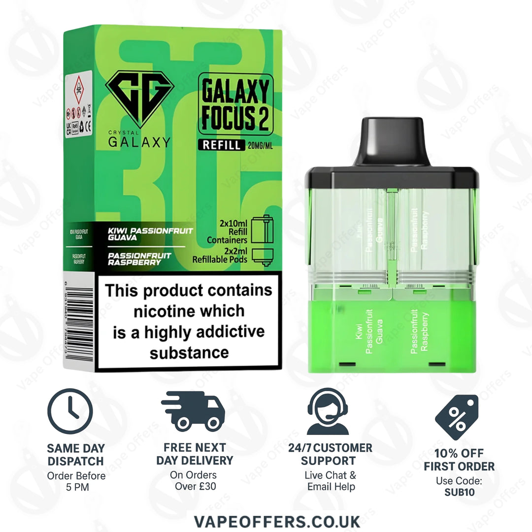 Crystal Galaxy Focus 2 30K – Kiwi Passionfruit Guava / Passionfruit Raspberry