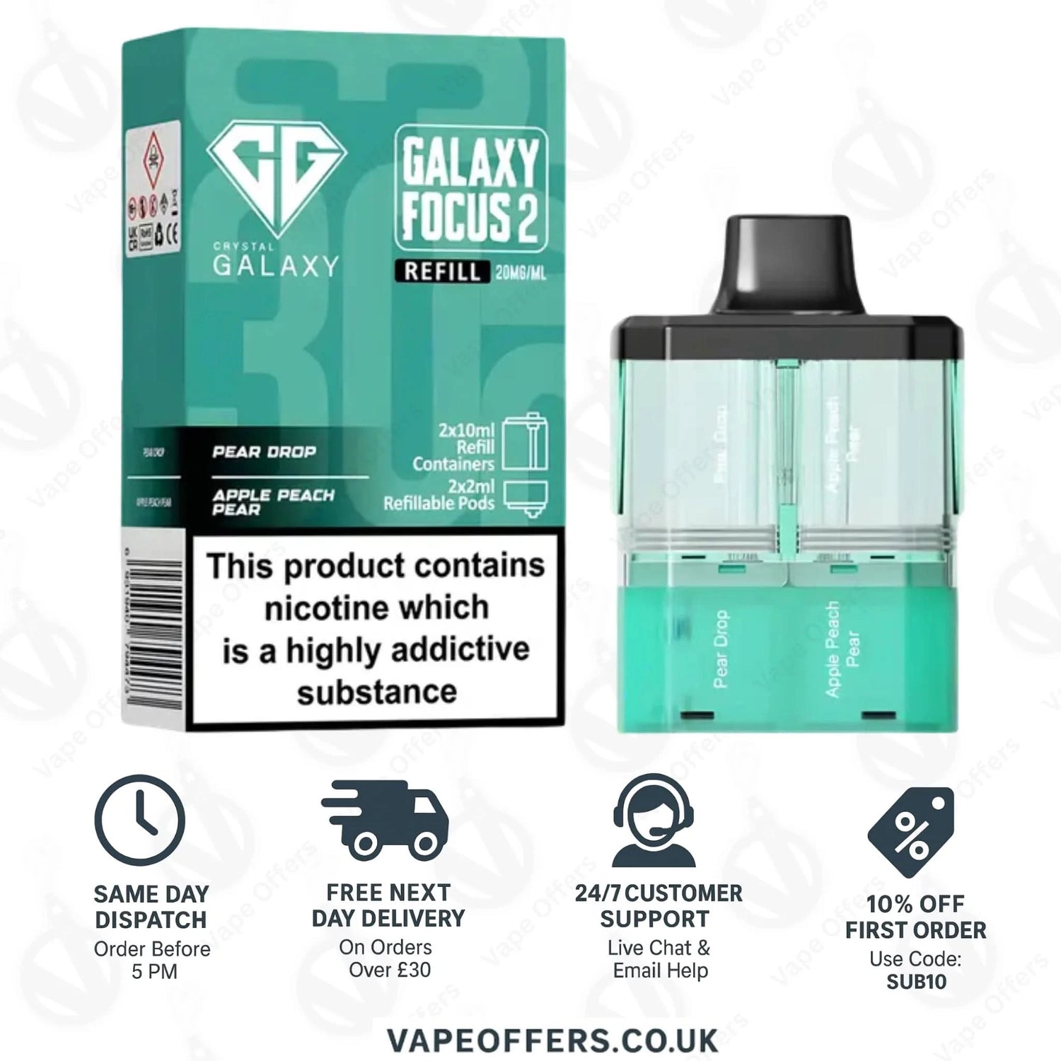 Crystal Galaxy Focus 2 30K – Pear Drop / Apple Peach Pear 