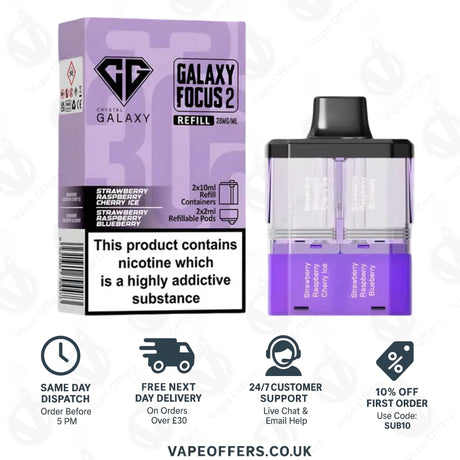 Crystal Galaxy Focus 2 30K – Strawberry Raspberry Cherry Ice / Strawberry Raspberry Blueberry