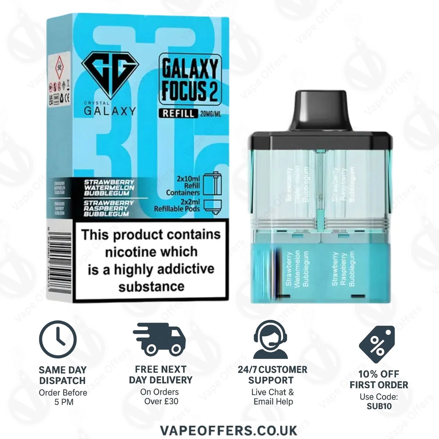 Crystal Galaxy Focus 2 30K – Strawberry Watermelon Bubblegum / Strawberry Raspberry Bubblegum 